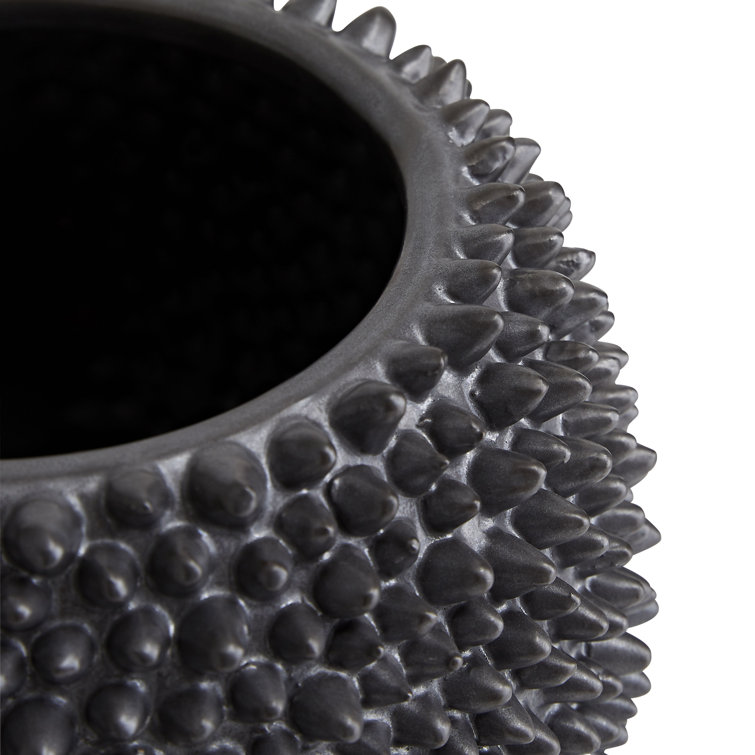Matte Black Textured Ceramic Table Vase