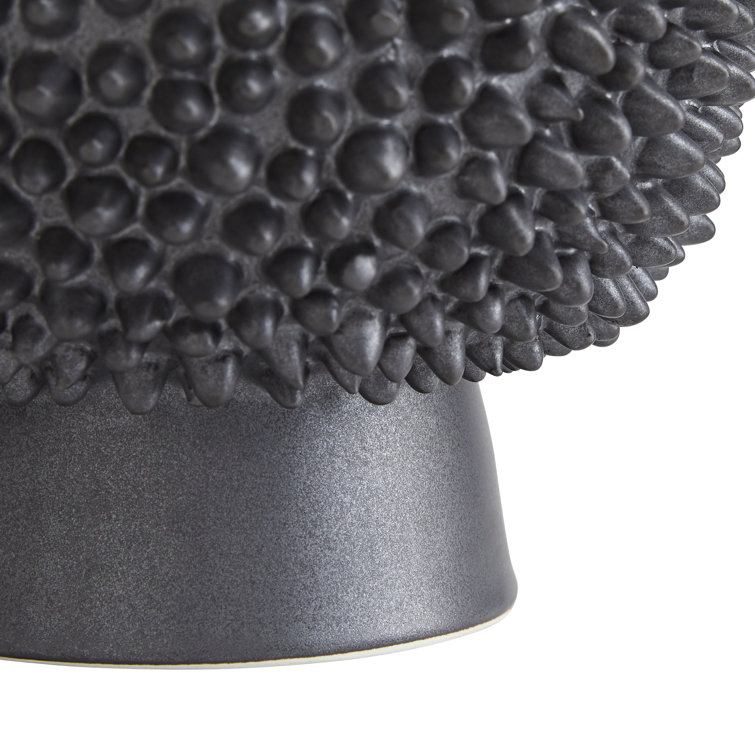 Matte Black Textured Ceramic Table Vase