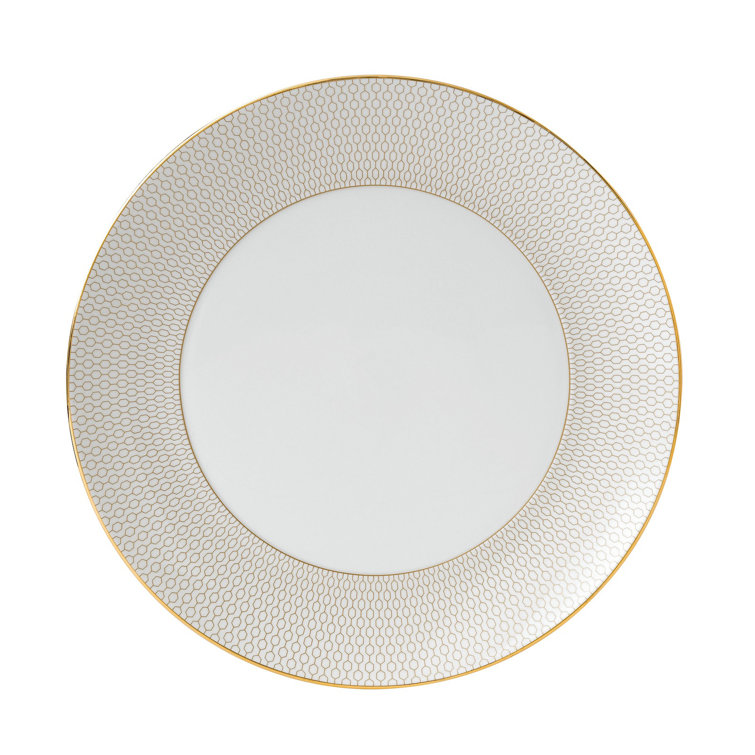 Gio Gold Glossy White Porcelain 5-Piece Dinner Set