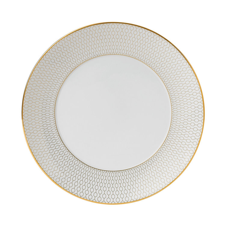 Gio Gold Glossy White Porcelain 5-Piece Dinner Set