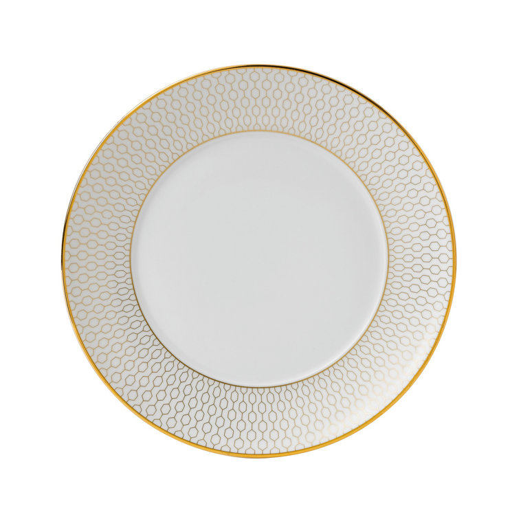 Gio Gold Glossy White Porcelain 5-Piece Dinner Set