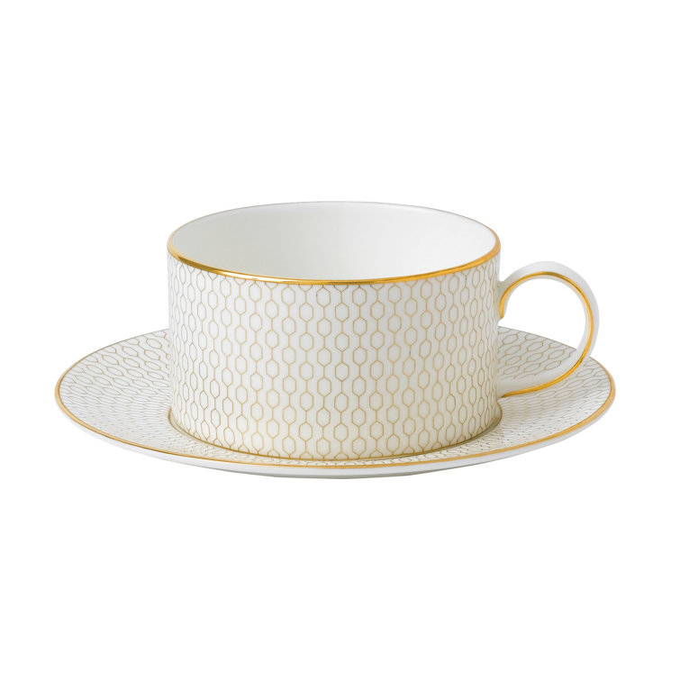Gio Gold Glossy White Porcelain 5-Piece Dinner Set