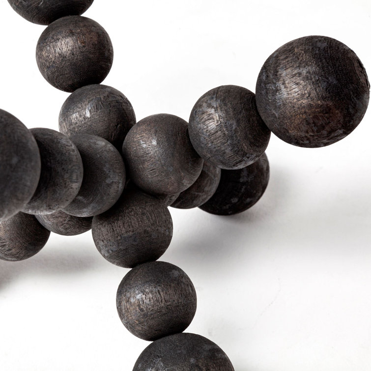Black Geometric Wood Decorative Sculpture, 6.7"