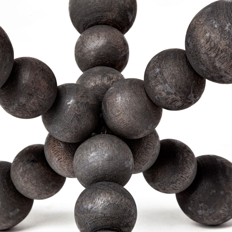 Black Geometric Wood Decorative Sculpture, 6.7"