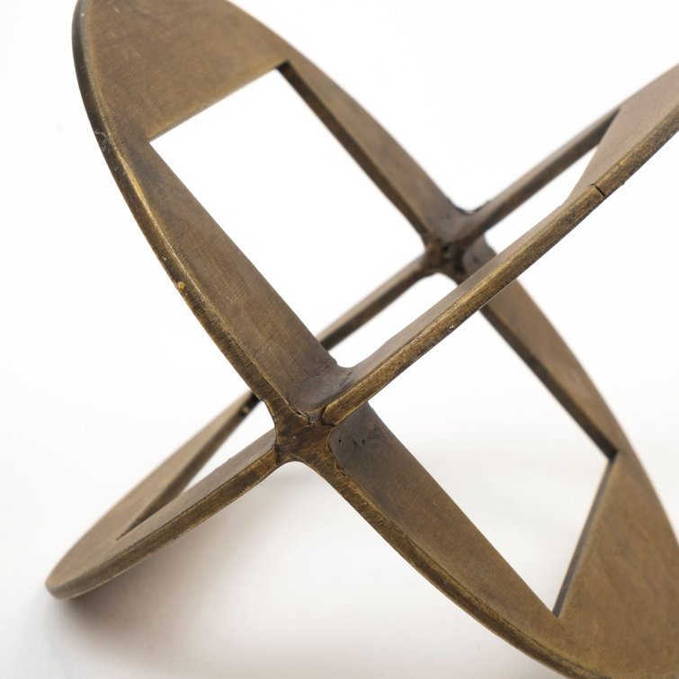 Antiqued Gold Geometric Metal Decorative Object