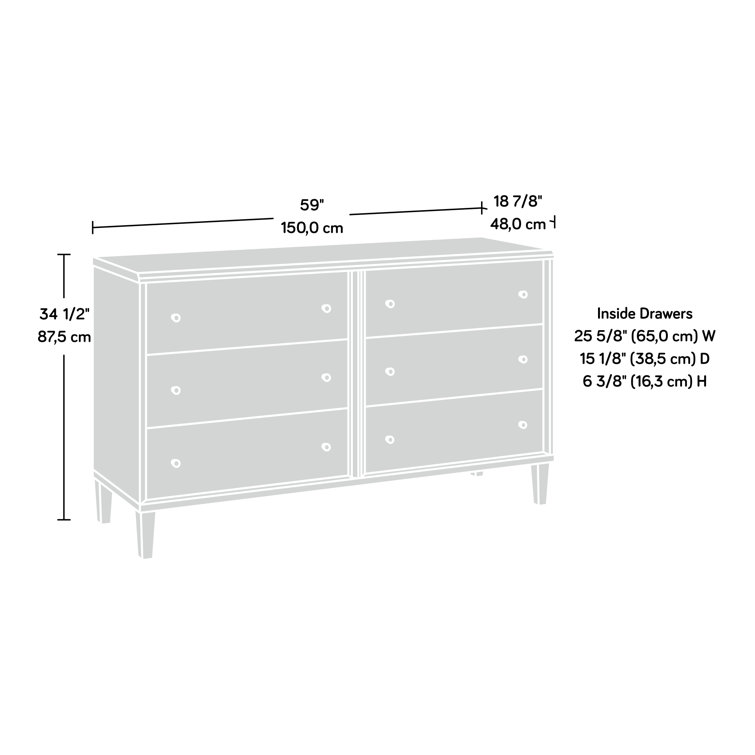 Pacific Maple 6-Drawer Double Horizontal Dresser
