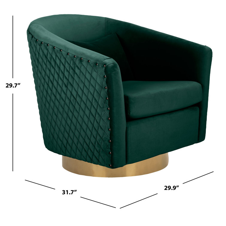 Emerald Velvet Swivel Barrel Chair with Gold Accents