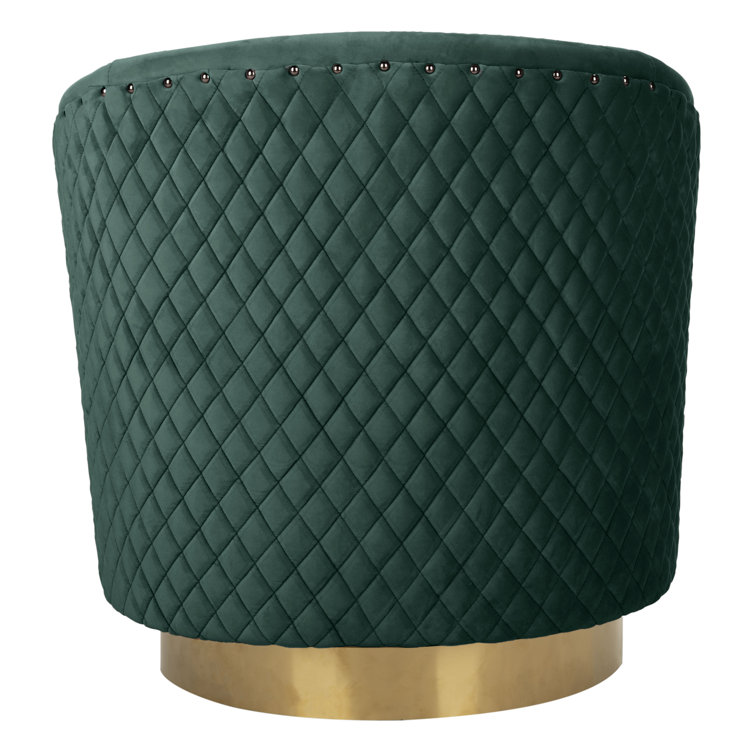 Emerald Velvet Swivel Barrel Chair with Gold Accents
