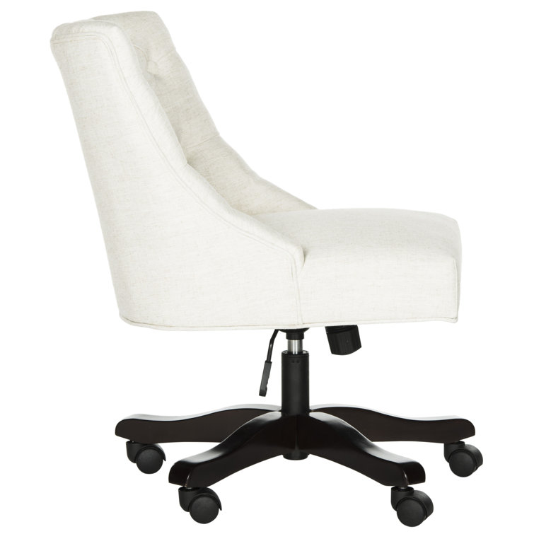 Polished Espresso and Crème Tufted Transitional Desk Chair