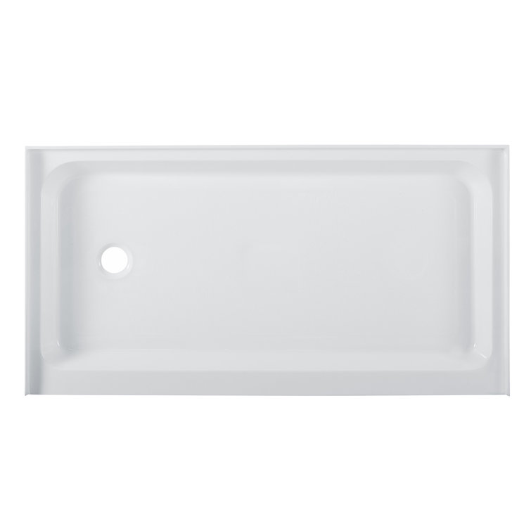 Voltaire 60" x 32" White Acrylic Shower Base with Left-Hand Drain