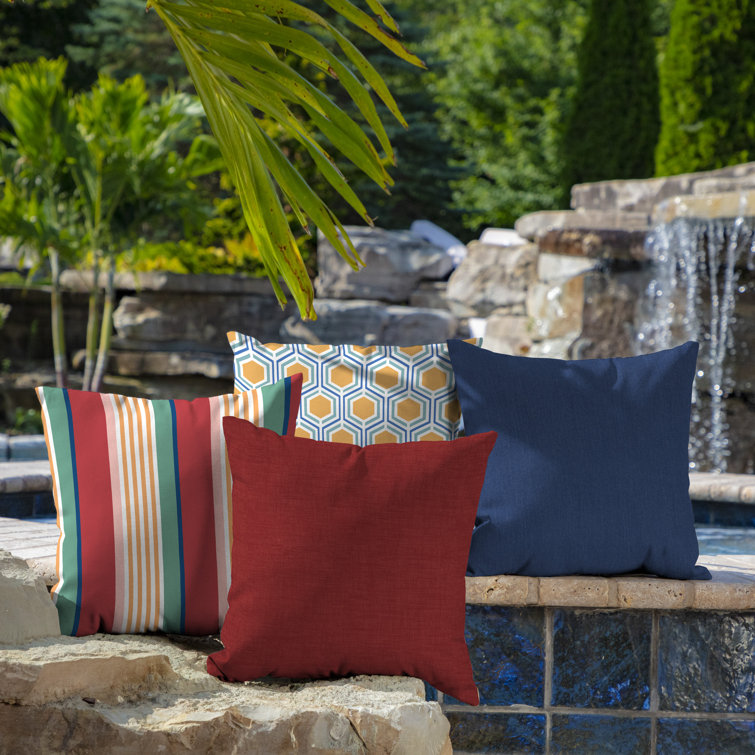 Ruby Red Polyfill Outdoor Square Throw Pillow Set