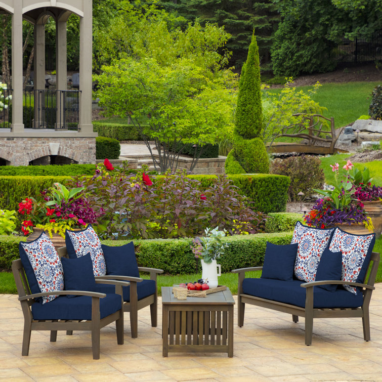 Dark Blue Polyfill Outdoor Throw Pillow Set