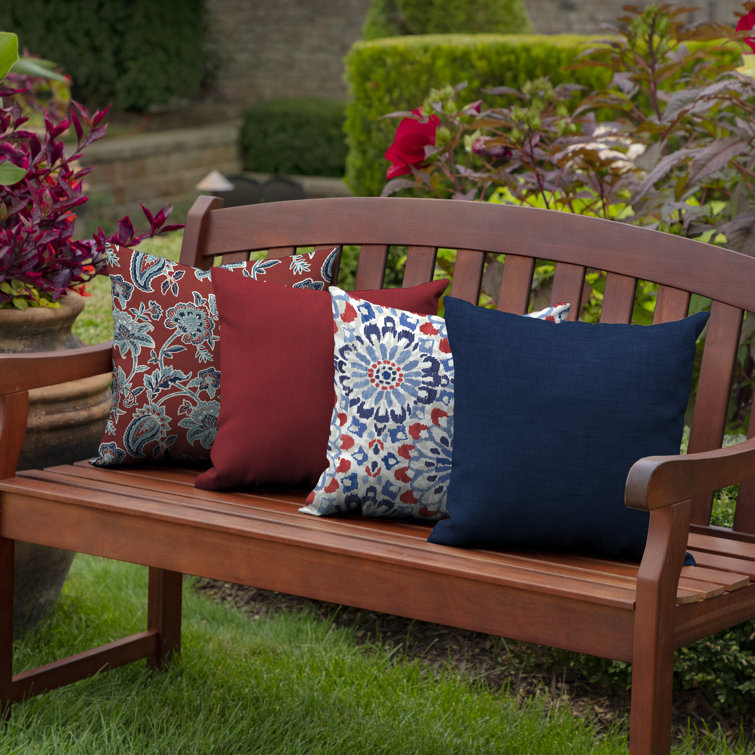 Ruby Red Polyfill Outdoor Square Throw Pillow Set