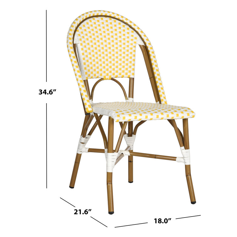 Yellow and White Wicker Aluminum Armless Side Chair Set