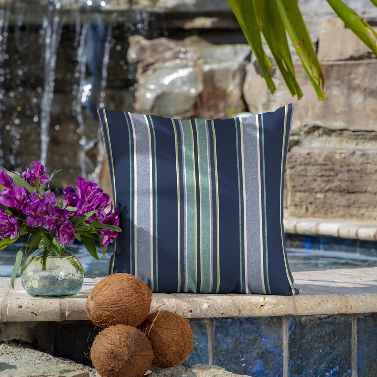 Sapphire Aurora Striped Square Outdoor Throw Pillow Set