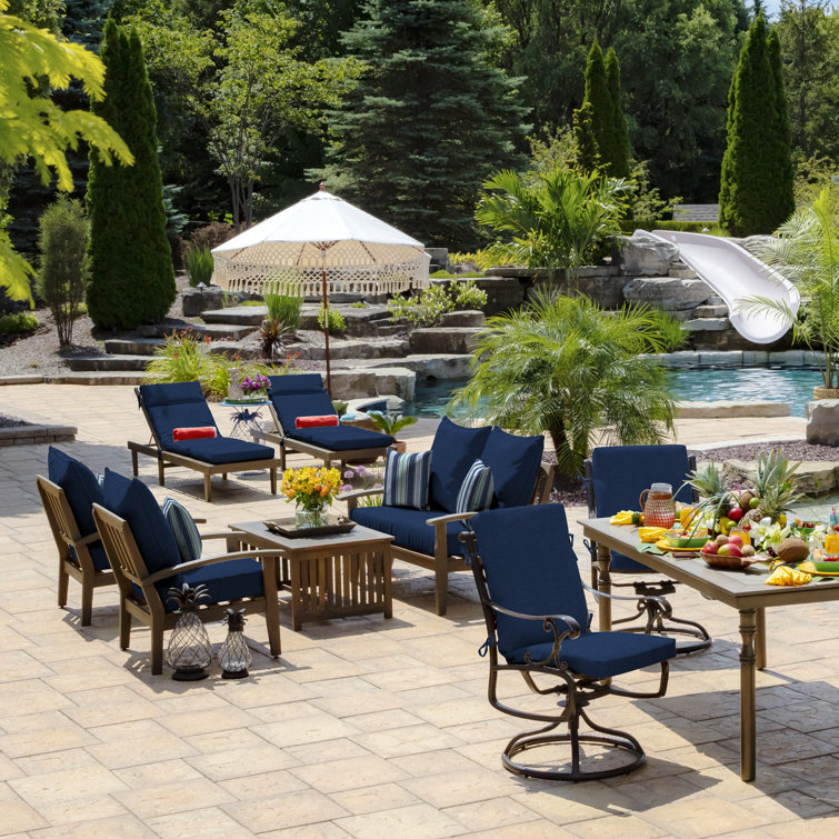 Sapphire Aurora Striped Square Outdoor Throw Pillow Set