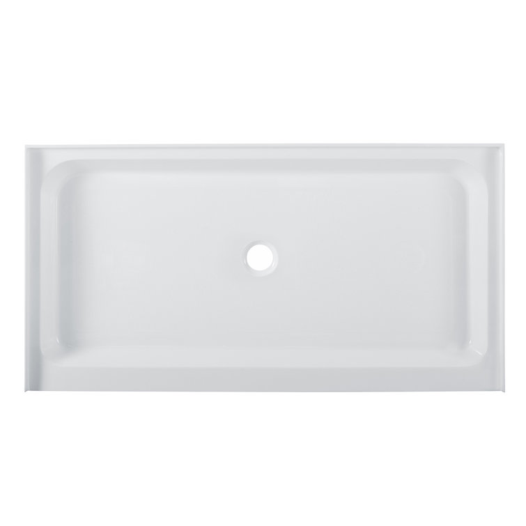 Voltaire 60" x 32" White Acrylic Shower Base with Center Drain