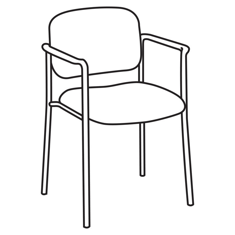 Black Metal and Fabric Stackable Guest Chair with Arms