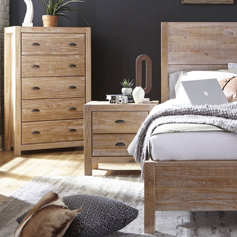 Montauk Driftwood Solid Pine 2-Drawer Nightstand
