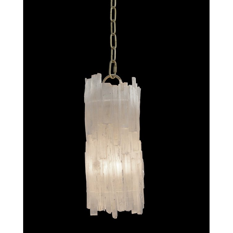 Mini Silver Crystal Pendant Light with Selenite Shade