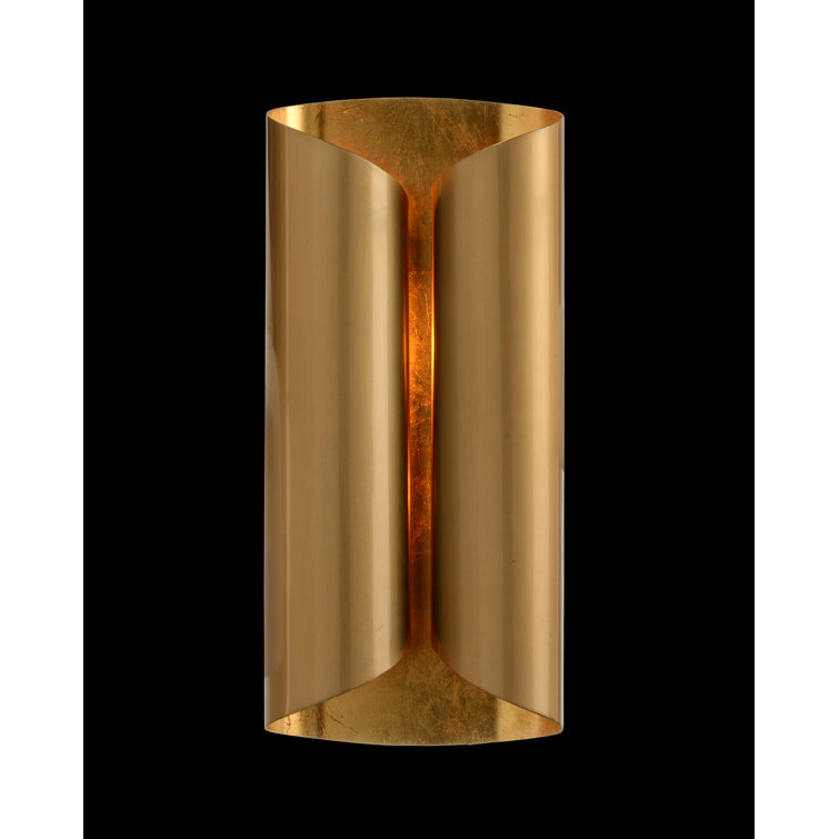 Curled Bronze and Gold Leaf 2-Light Dimmable Wall Sconce