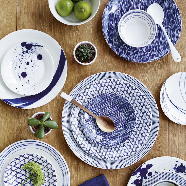 Royal Doulton Pacific Dark Blue Porcelain Round Salad Plates Set