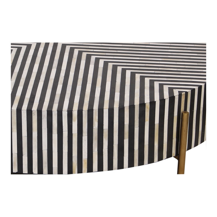 Modern 48" Black and White Metal Round Coffee Table