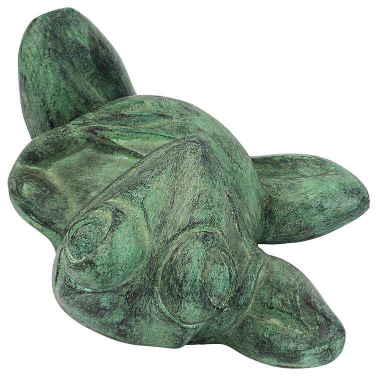 Emerald Verde Bronze Spitting Lazy Frog Garden Statue