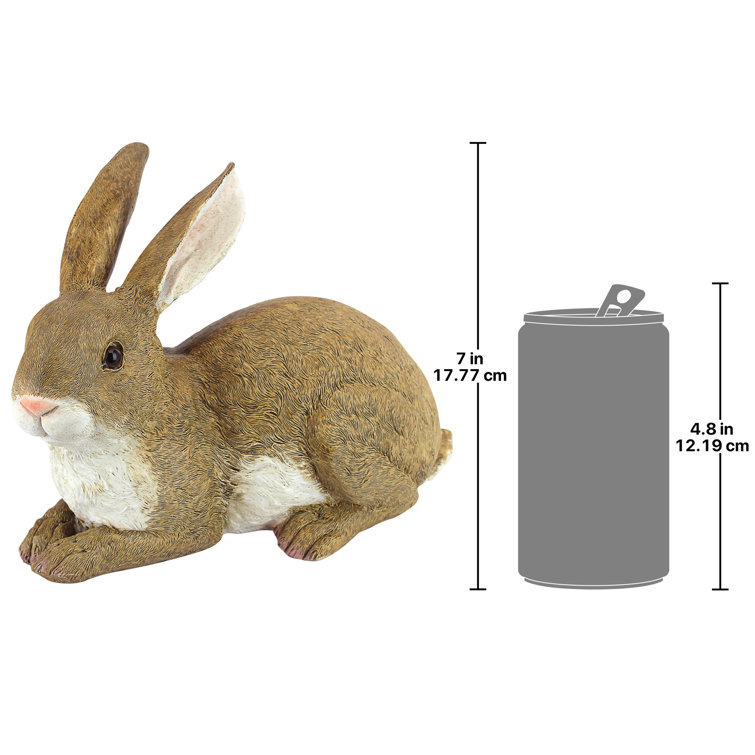 Hand-Painted Brown and White Resin Bunny Garden Statue