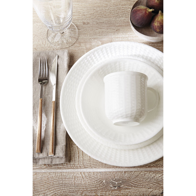 Elegant White Porcelain 4-Piece Fine China Place Setting