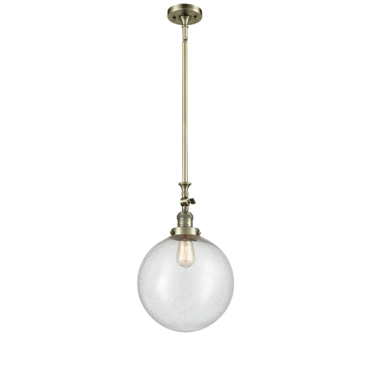 Clermont Antique Brass Mini Globe Pendant with Seedy Glass
