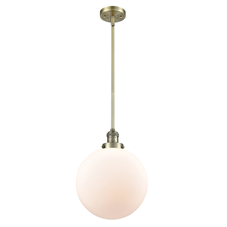 Antique Brass Mini Globe Pendant Light with Matte White Shade