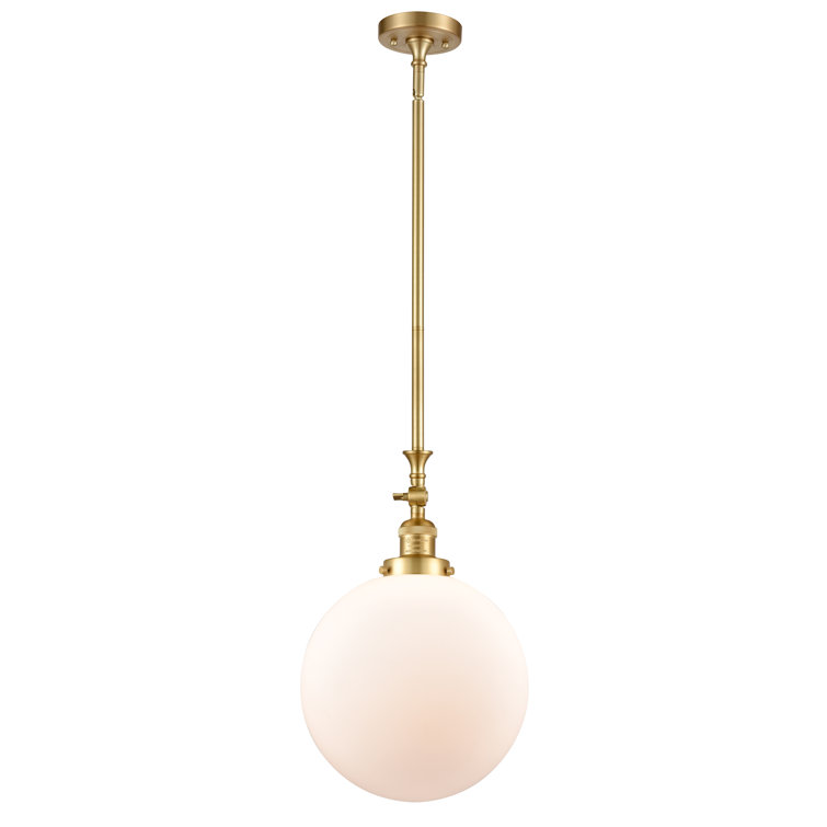Matte White and Satin Gold Globe Pendant Light