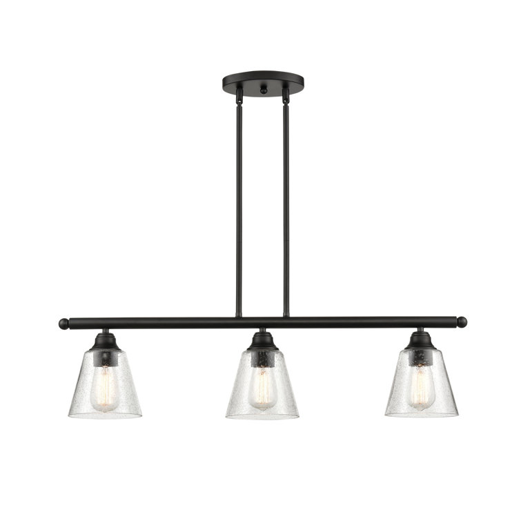 Matte Black Glass 3-Light Island Pendant