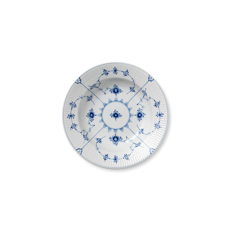 Elegant Blue Fluted 23cm Ceramic Deep Plate