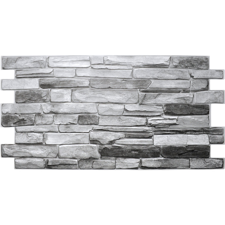 20" x 39" Silver Faux Stone 3D Decorative Wall Panel