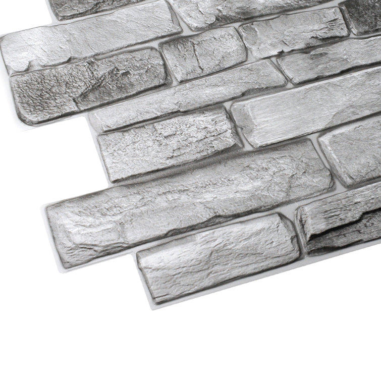 20" x 39" Silver Faux Stone 3D Decorative Wall Panel