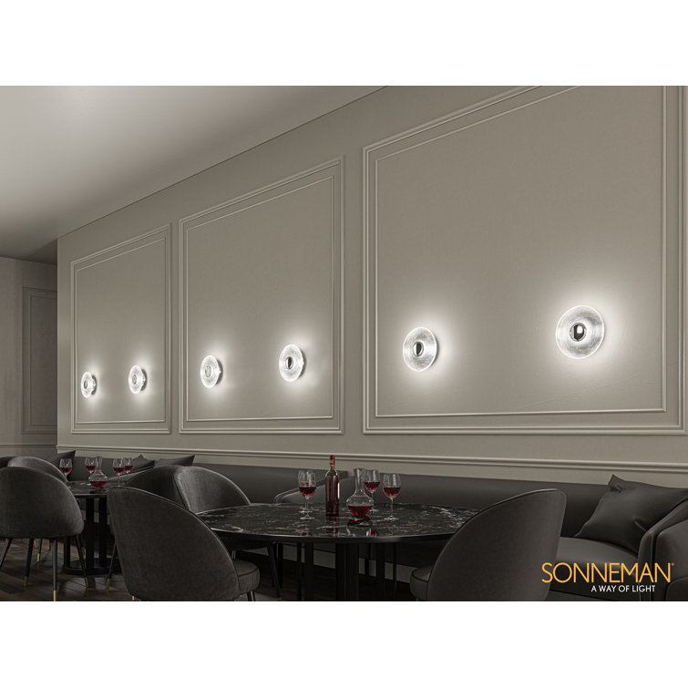 Sleek Polished Chrome Dimmable LED Wall Sconce with Clear Disc
