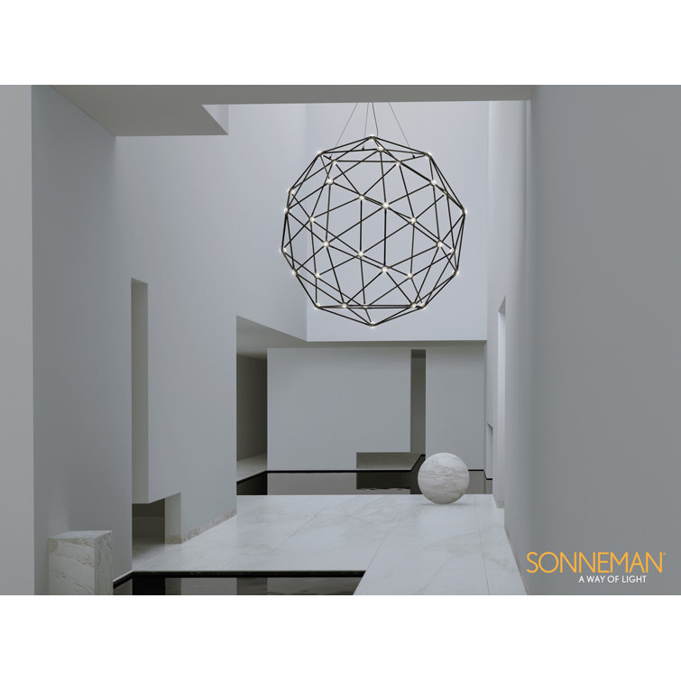 Constellation 40-Light Satin Nickel LED Geometric Chandelier