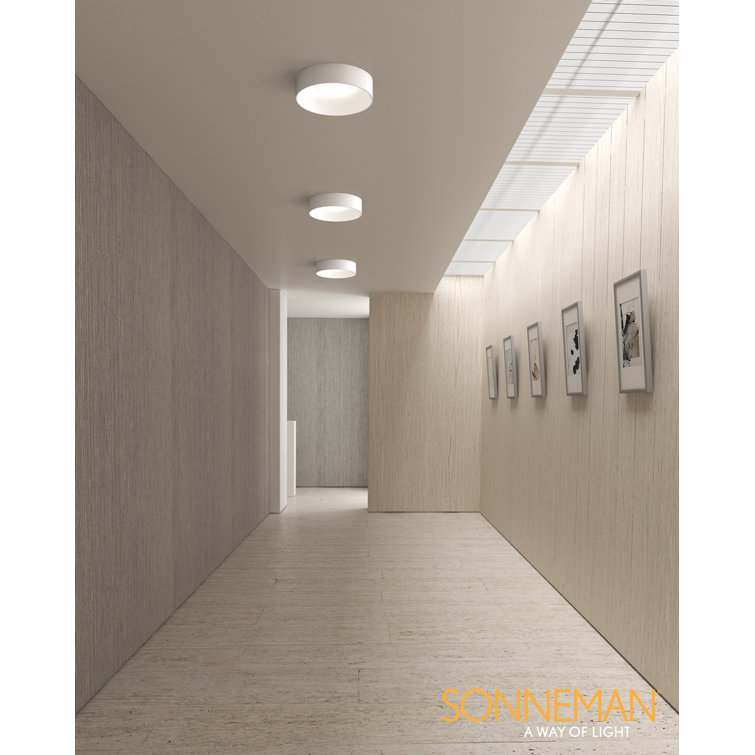 Satin White Modern LED Drum Flush Mount 18"