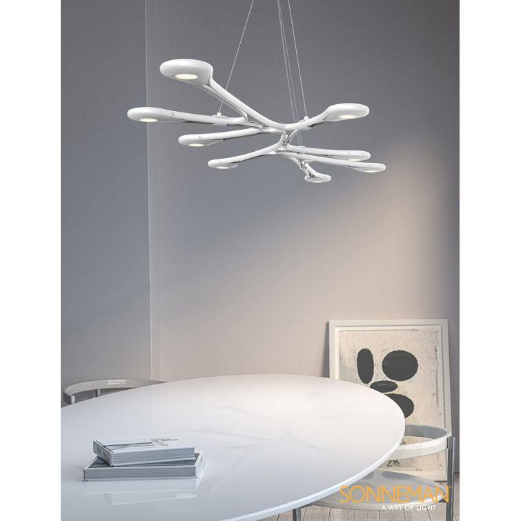 Sleek Satin White Aluminum LED Island Pendant