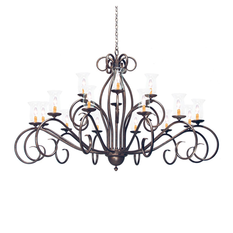 Gilded Tobacco 18-Light Amber Faux Candle Chandelier