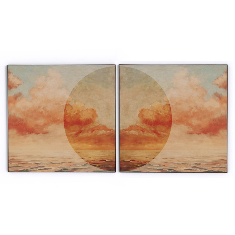 Sunrise I & II Diptych Framed Canvas Print in Warm Tones