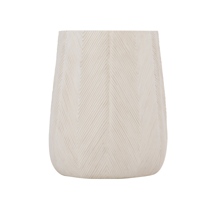 Transitional Beige Round Side Table 15'' with Stonecast Top