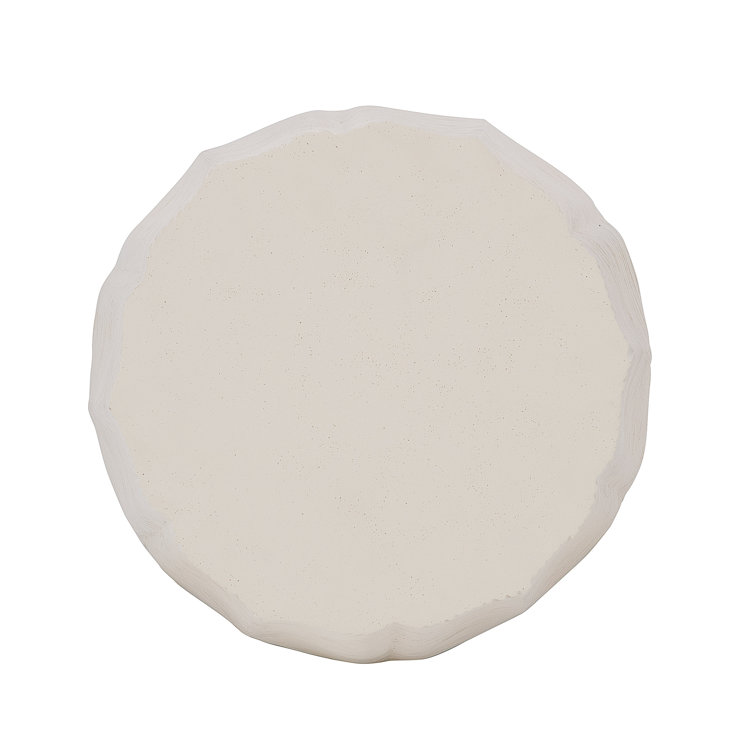 Transitional Beige Round Side Table 15'' with Stonecast Top