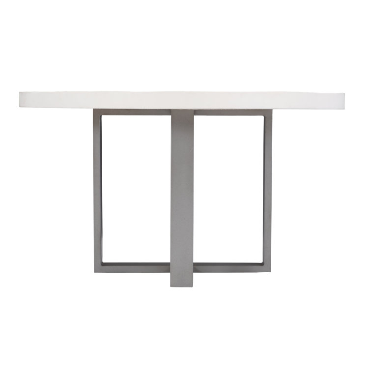 Bone Concrete and Gray Stainless Steel Round Dining Table
