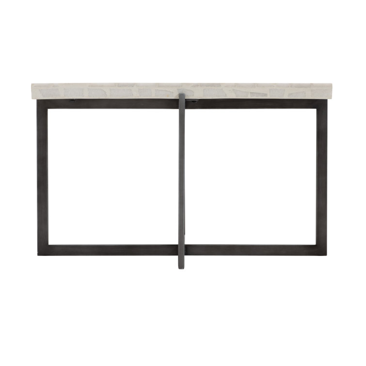 Beige Terrazzo Large Cocktail Table with Flint Grey Base