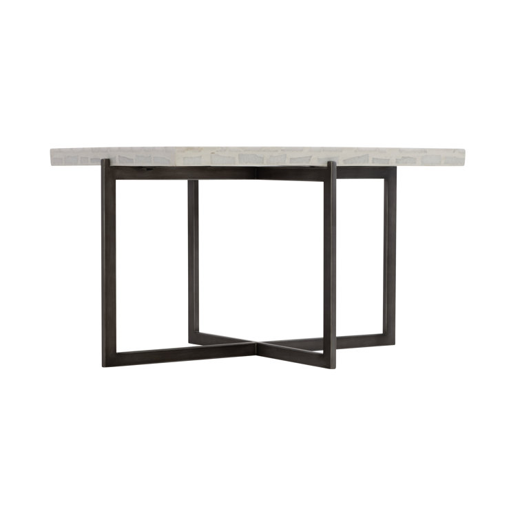 Beige Terrazzo Large Cocktail Table with Flint Grey Base