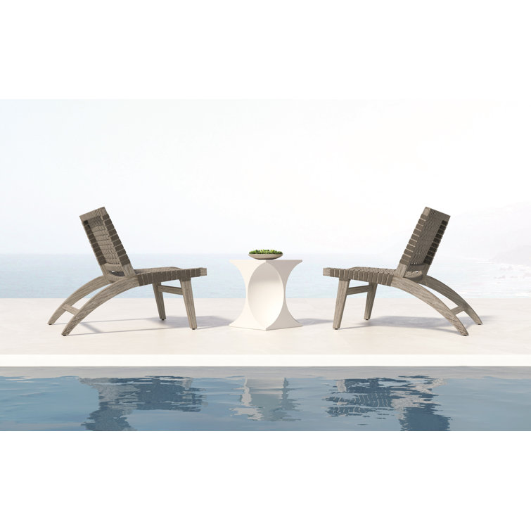 White Square Stonecast Outdoor Side Table