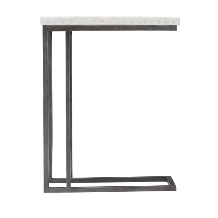 Gray Terrazzo Top Rectangular Side Table with Stainless Steel Base